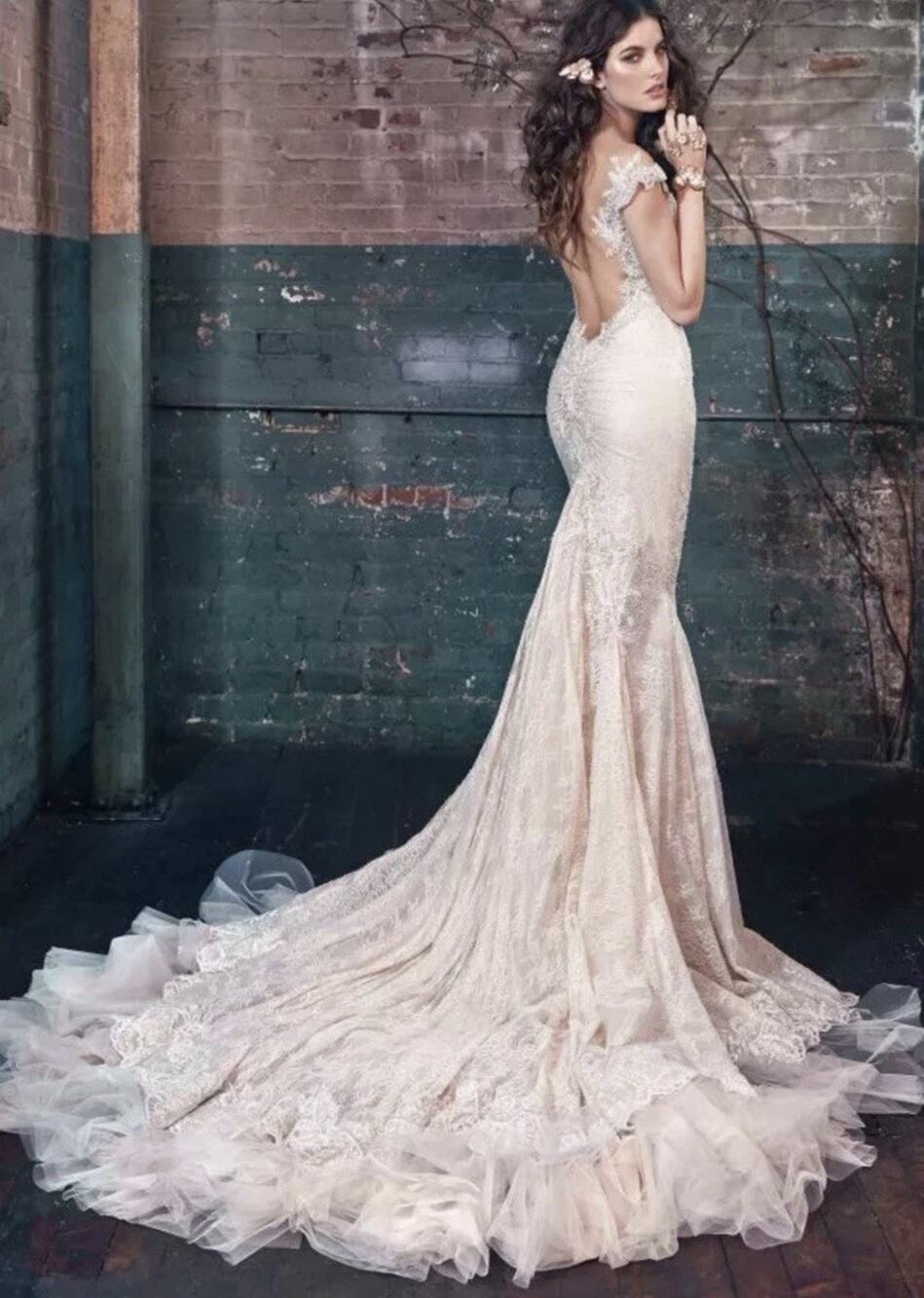 Ghalia Lahav Blossom Wedding Dress 2 Ivory Blush Lace Tulle Bling Ball Gown